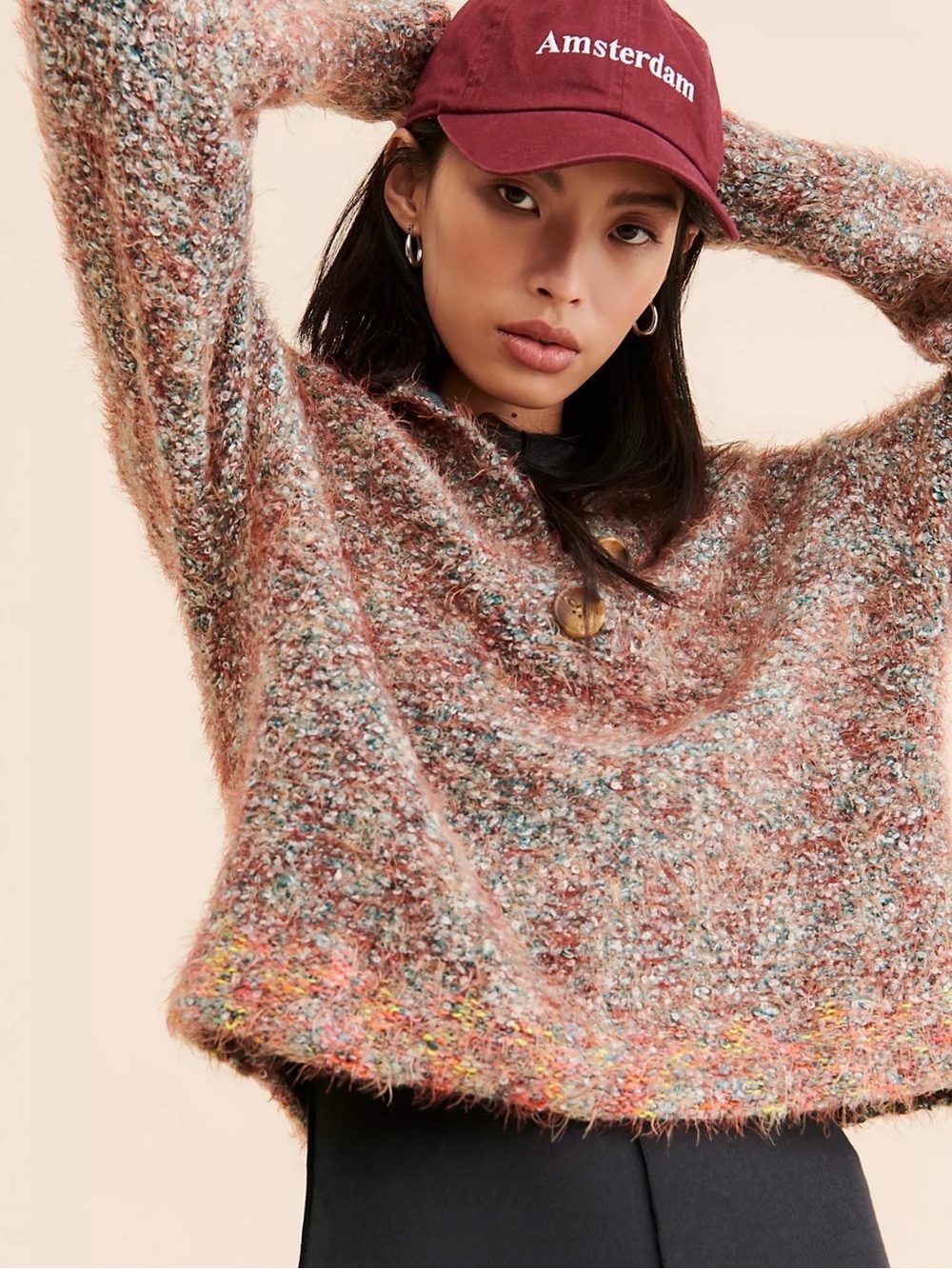 Free People Stellar Knit Pullover Sweater Auburn Bay Eyelash Knit Size M - Picture 3 of 9